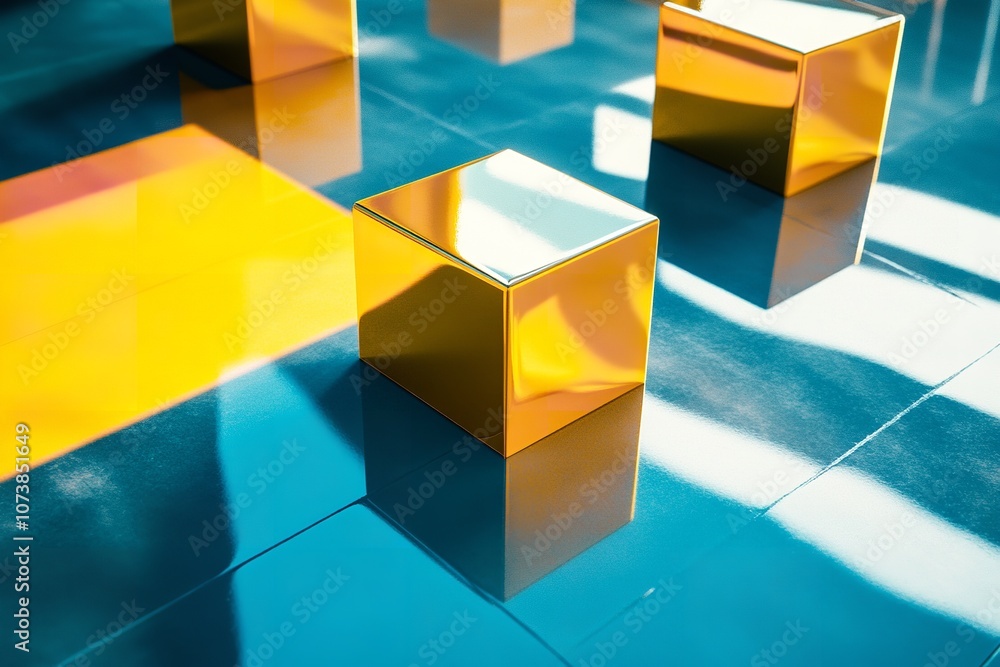 Obraz premium Colorful cube patterns, abstract layers, soft shadows and sharp edges
