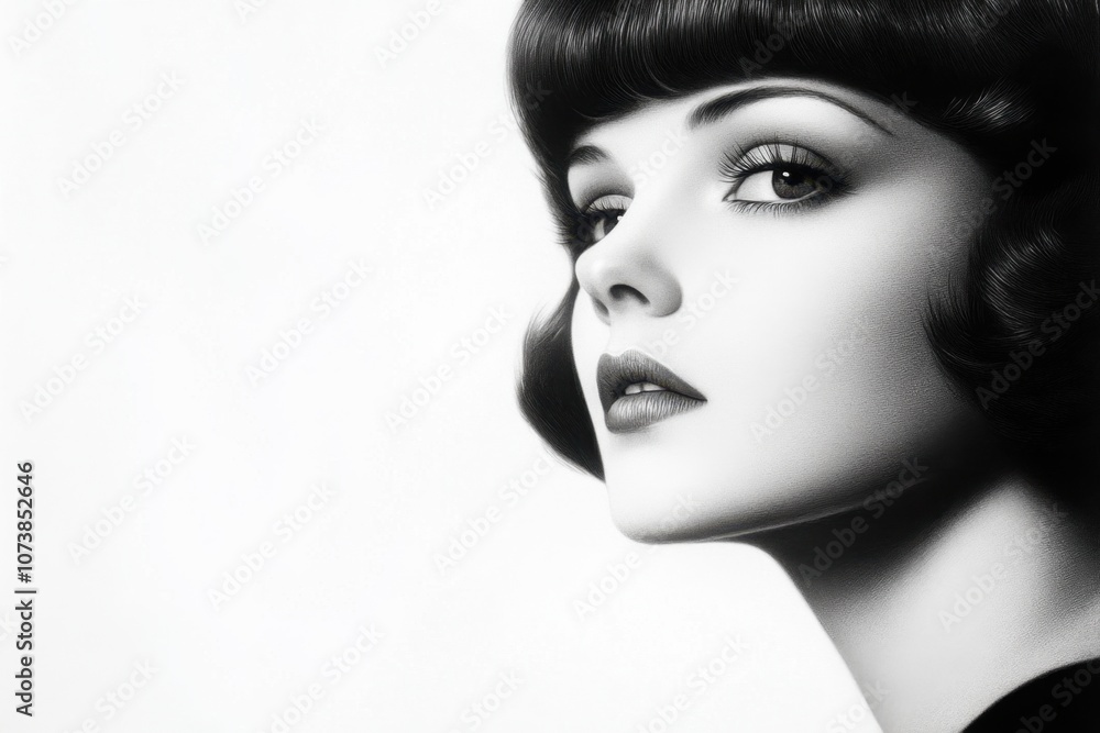 Glamorous Flapper Girl in Charcoal and Pastel Style Reflecting the Elegance of the Art Deco Era Glamorous Flapper Girl in Charcoal and Pastel Style Reflecting the Elegance of the Art Deco Era