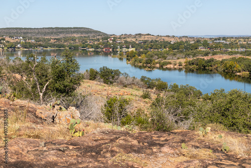 Trail around rocks and vegetation at Inks lake