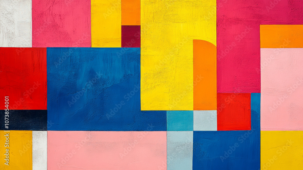 Bright modern art geometric abstract pattern with vibrant color blocks, bold geometric shapes, primary colors, museum art feel dynamic urban stacked shapes positive emotion fun energetic Bright modern art geometric abstract pattern with vibrant color blocks, bold geometric shapes, primary colors, museum art feel dynamic urban stacked shapes positive emotion fun energetic
