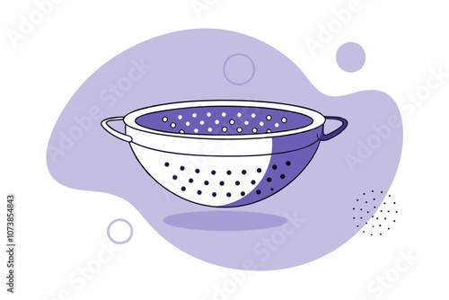 Minimalist Line Drawing of Colander Vector Illustration