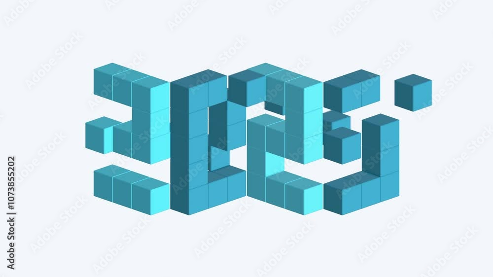 Numbers 2025 made of cubes in blue colors. Video background for greeting card, postcard, flyer. Happy New Year 2025. 3D animation, isometric style. Numbers 2025 made of cubes in blue colors. Video background for greeting card, postcard, flyer. Happy New Year 2025. 3D animation, isometric style.