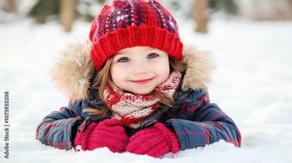 A Joyful Child in a Cozy Winter Outfit Plays in Vibrant Snow Under Festive Christmas Cheer A Joyful Child in a Cozy Winter Outfit Plays in Vibrant Snow Under Festive Christmas Cheer