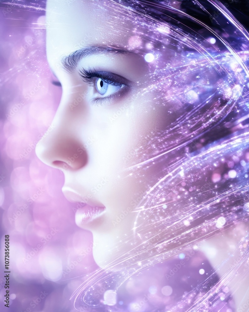 A Futuristic Valentine's Day Greeting Card Featuring a Cosmic Beauty With Enchanting Lights A Futuristic Valentine's Day Greeting Card Featuring a Cosmic Beauty With Enchanting Lights
