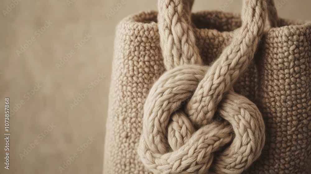 Fototapeta premium Close-up of japanese crochet bag with stylish knot design