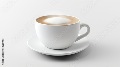 Wallpaper Mural A soft 3D render of a steaming cup of coffee with a frothy top, sitting on a white saucer, on a white background Torontodigital.ca