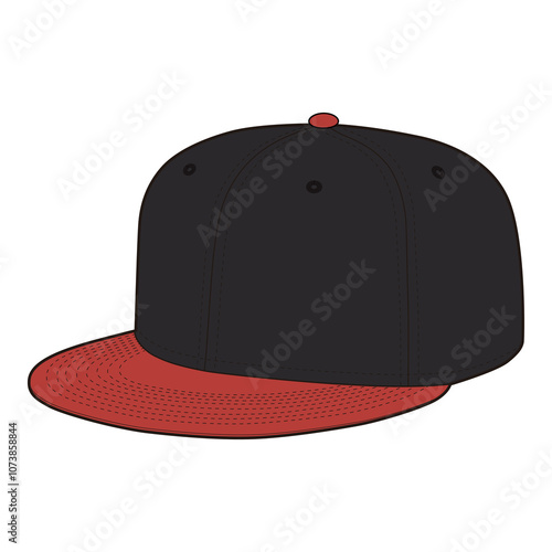 Snapback Cap Front and Side View Technical Template for Fashion Design

