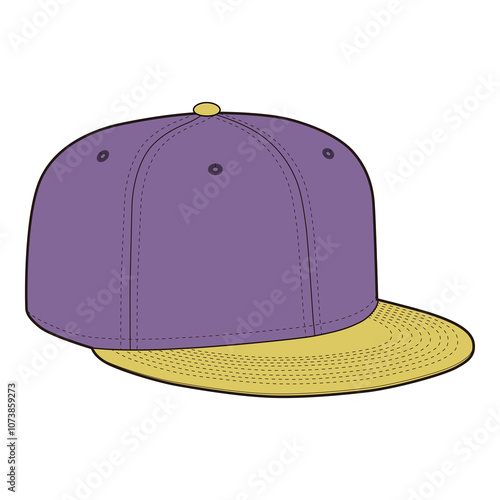 Snapback Cap Right Side View Technical Template for Fashion Design

