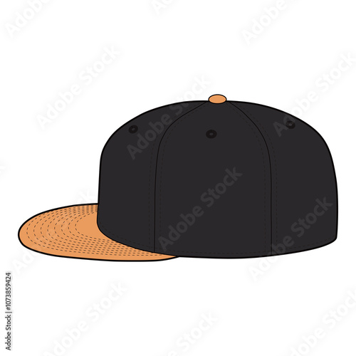 Snapback Cap Left Side View Template for Fashion Design

