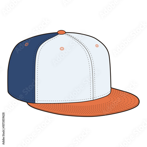 Snapback Cap Right Side View Technical Template for Fashion Design

