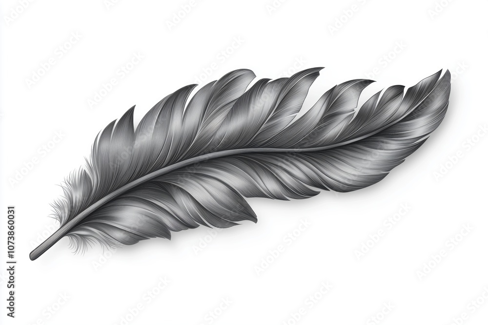 Detailed Feather Tattoo with Realistic 3D Effect and Shaded Quill Tip Detailed Feather Tattoo with Realistic 3D Effect and Shaded Quill Tip