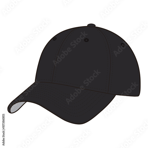 Black Baseball Cap with Orange Undershield and Adjustable Strap
