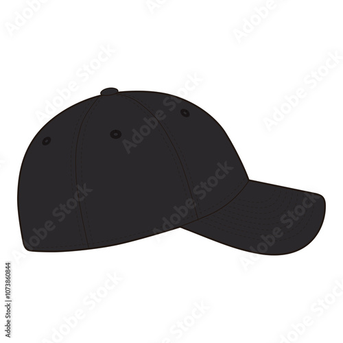 Black Baseball Cap with Adjustable Strap
