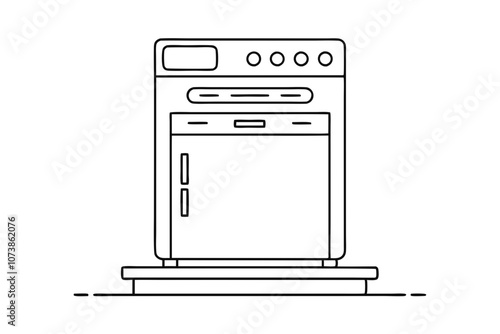 Minimalist Line Drawing of a Dishwasher Vector Art Illustration