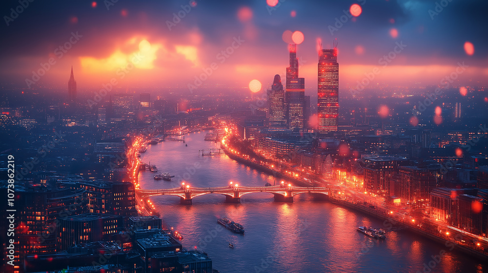 Fototapeta premium night, city, sunset