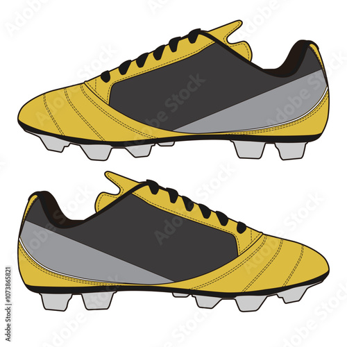 Football Cleats Left and Right Side View Technical Flat Template for Fashion Design

