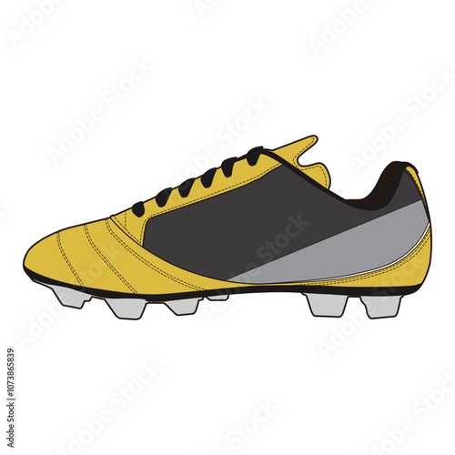 Football Cleats Side View Technical Flat Template for Fashion Design

