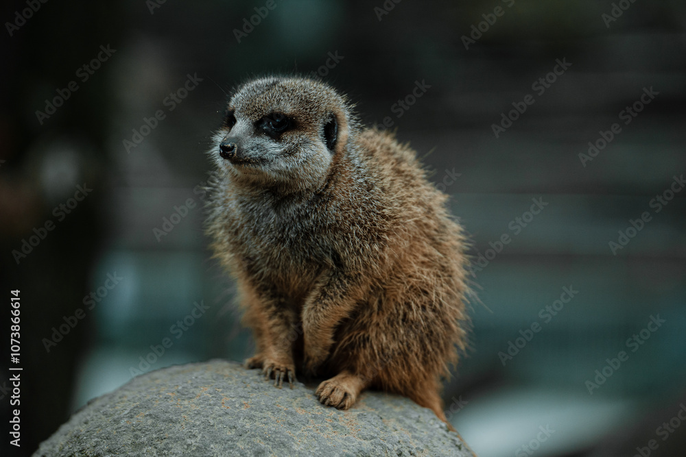 Fototapeta premium Nahaufnahme eines Erdmännchen auf der Wacht