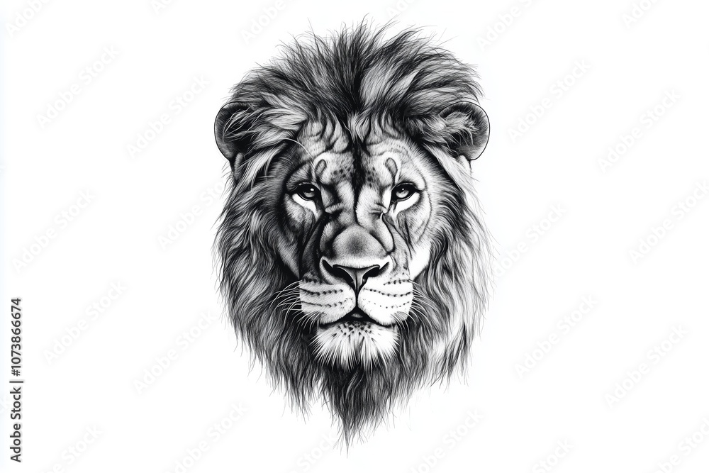 Realistic Lion Head Tattoo with Expressive Shading Realistic Lion Head Tattoo with Expressive Shading