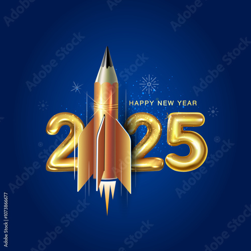 Start or launch of new year 2025 for celebration. Vector creative concept illustration.