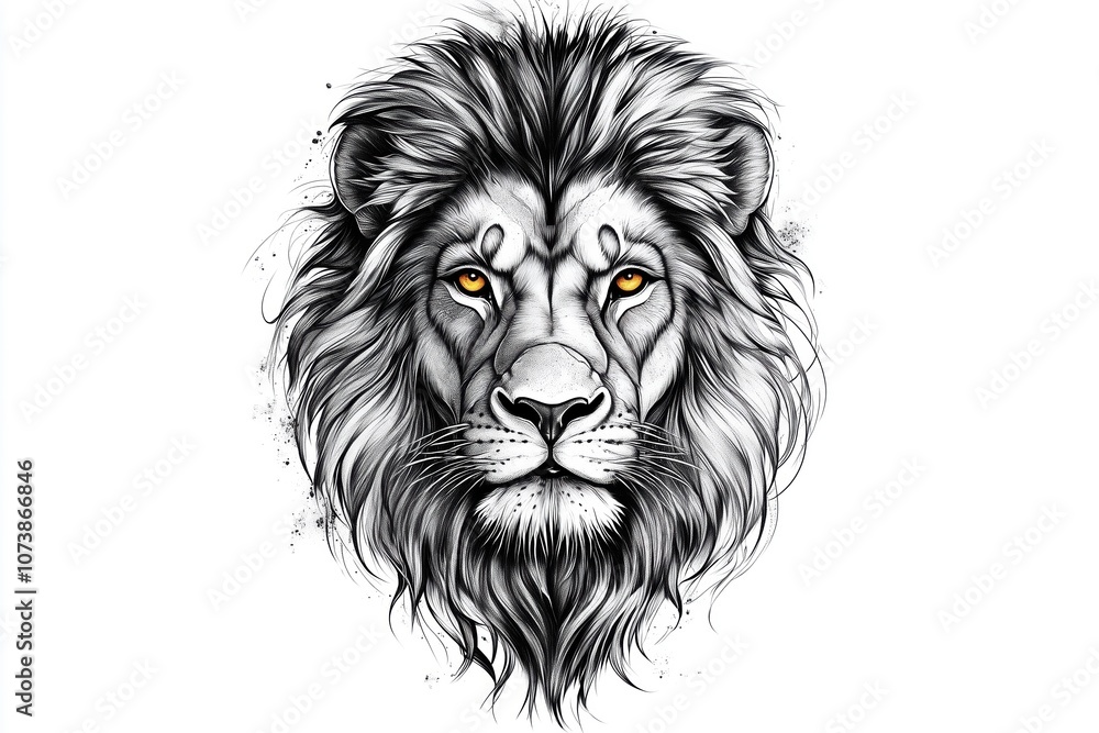 Detailed Lion Head Tattoo with Natural Shading Detailed Lion Head Tattoo with Natural Shading