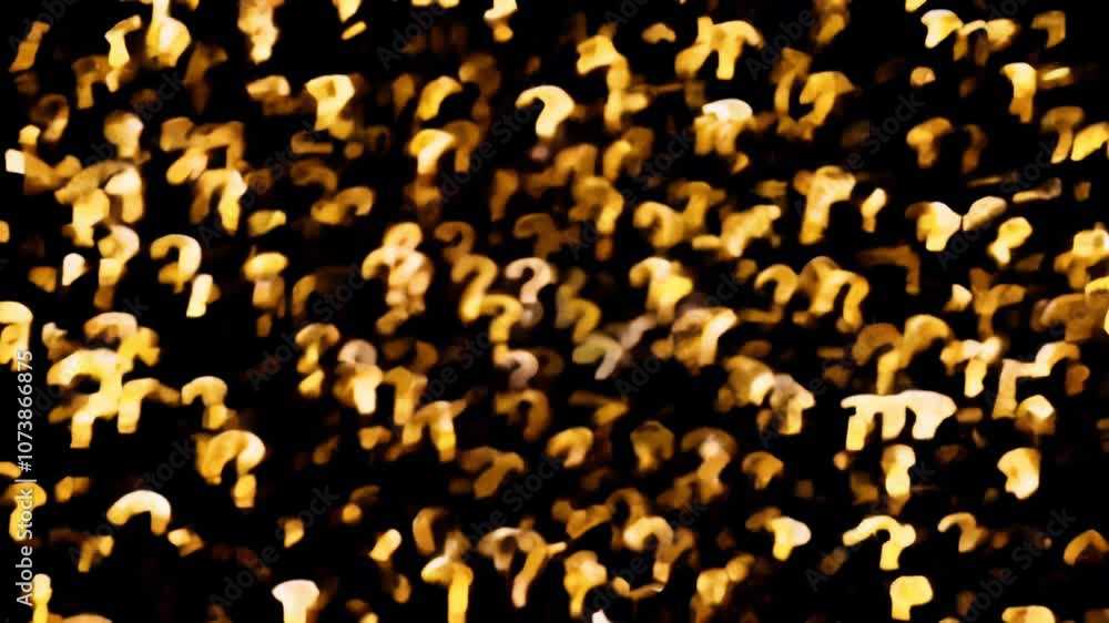 Yellow question marks bokeh lights background abstract pattern turn into an abstraction on black background Yellow question marks bokeh lights background abstract pattern turn into an abstraction on black background