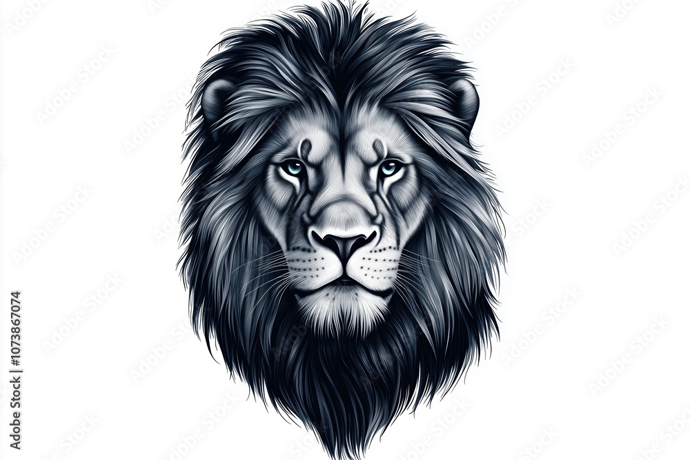 Majestic Lion Tattoo with Detailed Mane in Gray Shades Majestic Lion Tattoo with Detailed Mane in Gray Shades