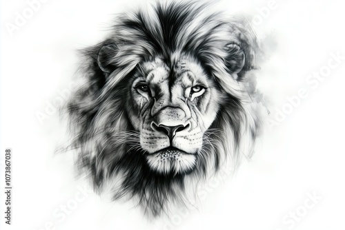 Gray and Black Lion Tattoo with Bold, Detailed Mane