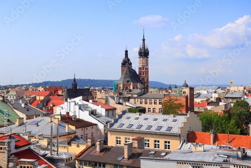 Skyline of Krakow, Poland