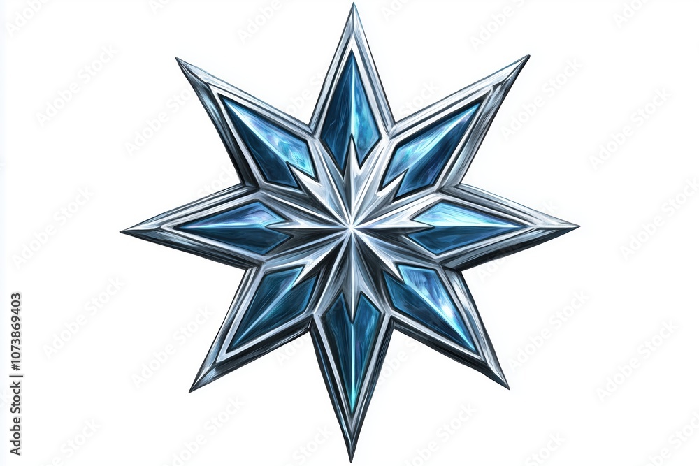 Star Tattoo with Metallic Look in Silver and Blue Star Tattoo with Metallic Look in Silver and Blue