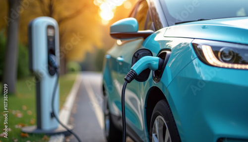 Electric Vehicle Charging at a Station photo