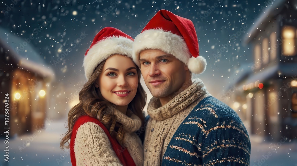 Young couple New Year's eve background Young couple New Year's eve background