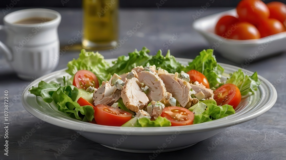 Salad with chicken background Salad with chicken background