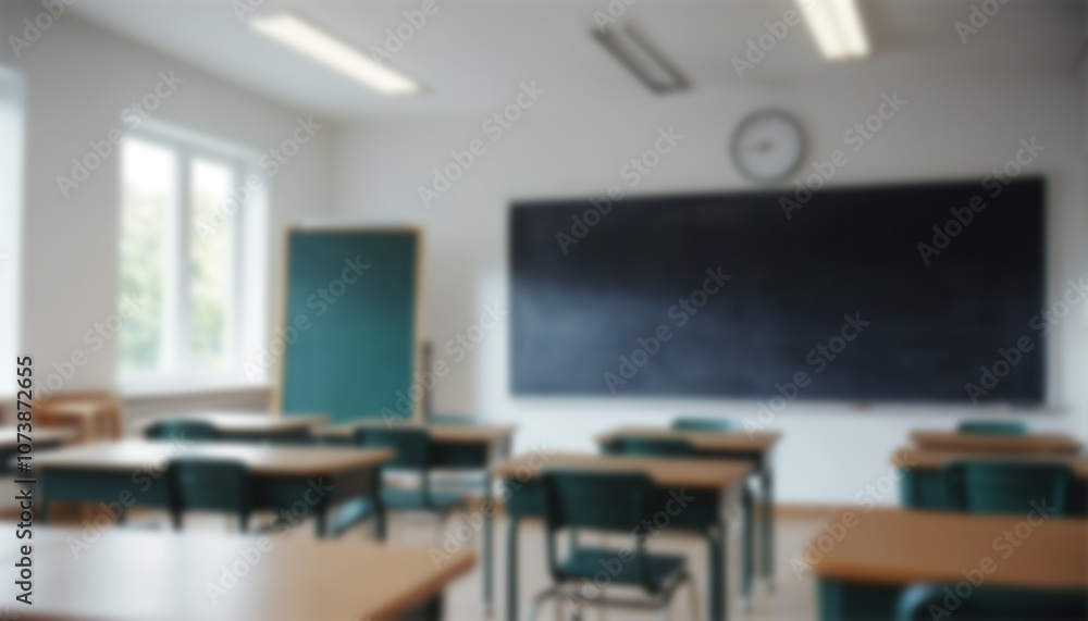 School classroom in blur background without young student; Blurry view of elementary class room no kid or teacher with chairs and tables in campus.
School classroom in blur background without young student; Blurry view of elementary class room no kid or teacher with chairs and tables in campus.