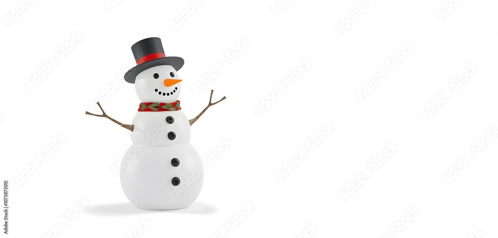 3D snowman isolated on white created with generative AI 3D snowman isolated on white created with generative AI