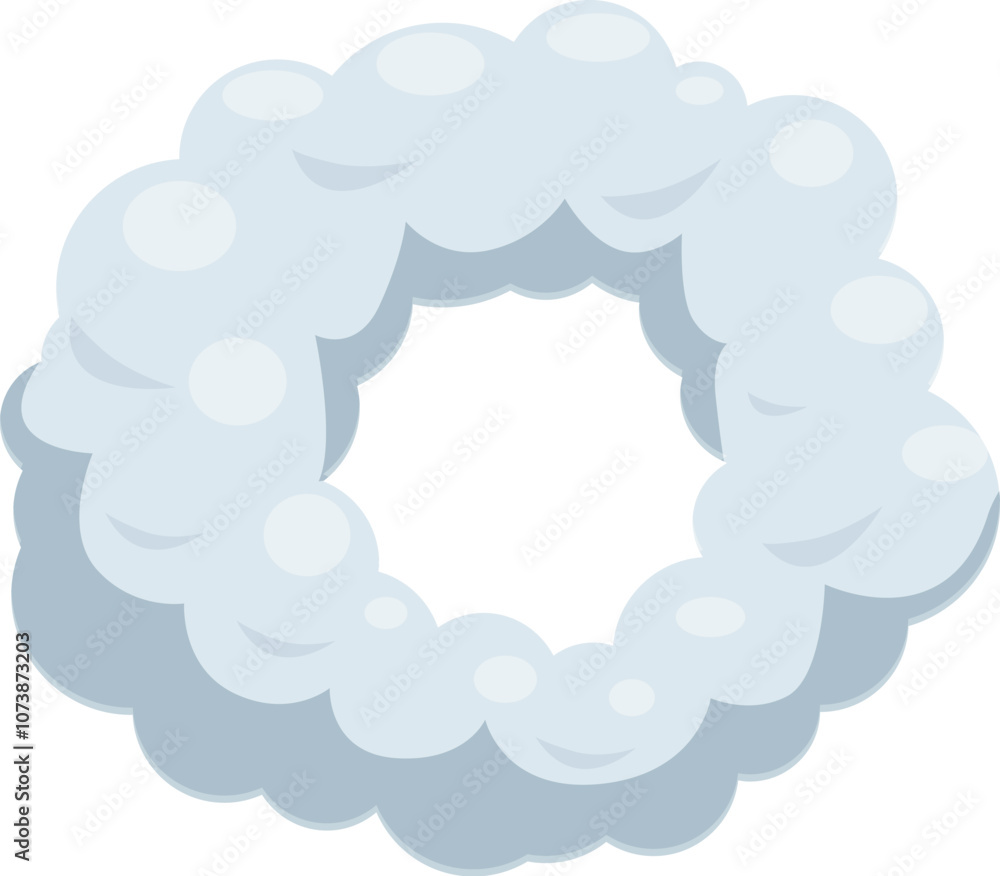 Cartoon illustration of a round frame created by fluffy white clouds Cartoon illustration of a round frame created by fluffy white clouds