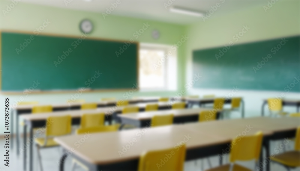 School classroom in blur background without young student; Blurry view of elementary class room no kid or teacher with chairs and tables in campus.
School classroom in blur background without young student; Blurry view of elementary class room no kid or teacher with chairs and tables in campus.