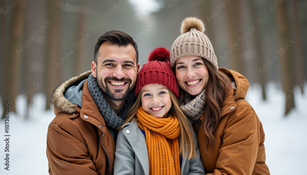 Happy Family Portrait in Winter Happy Family Portrait in Winter