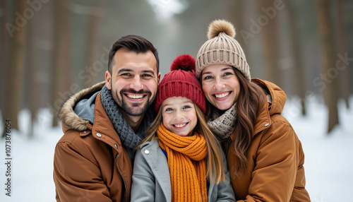 Happy Family Portrait in Winter