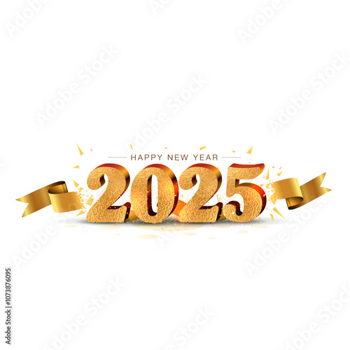 Vibrant Luxury golden vector Logo design for Happy New year 2025 celebration.