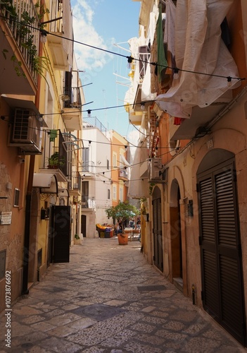 Hermosa calle con edificios antiguos en Bari photo