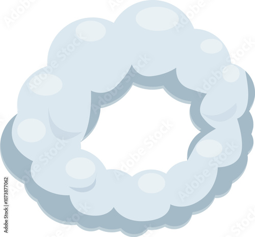 Cartoon smoke cloud ring forming a round frame, great for presentations