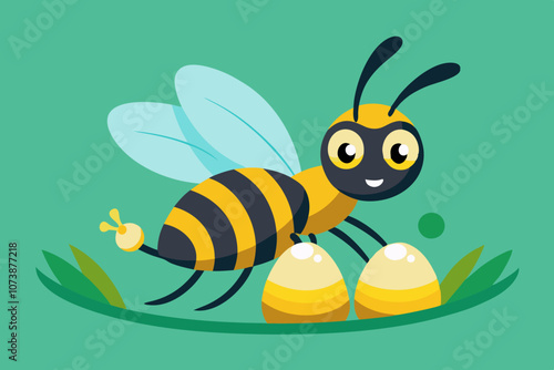 Bee laying vector art illustration 