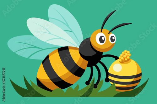 Bee laying vector art illustration 