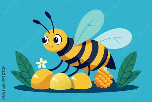 Bee laying vector art illustration 