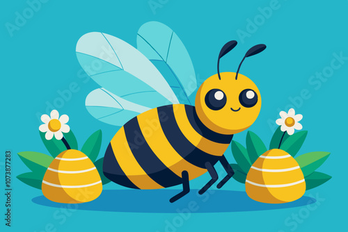 Bee laying vector art illustration 