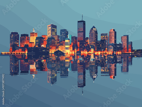 Boston, USA. Beautiful postcard vector illustration
