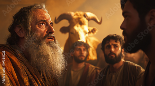Moses Confronts Israelites Over the Sin of the Golden Calf