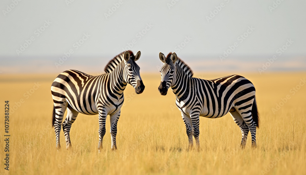 Majestic Zebras in the African Savanna Majestic Zebras in the African Savanna