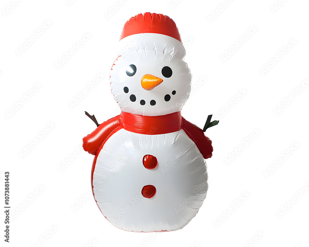 A cheerful inflatable snowman decoration, perfect for holiday celebrations A cheerful inflatable snowman decoration, perfect for holiday celebrations